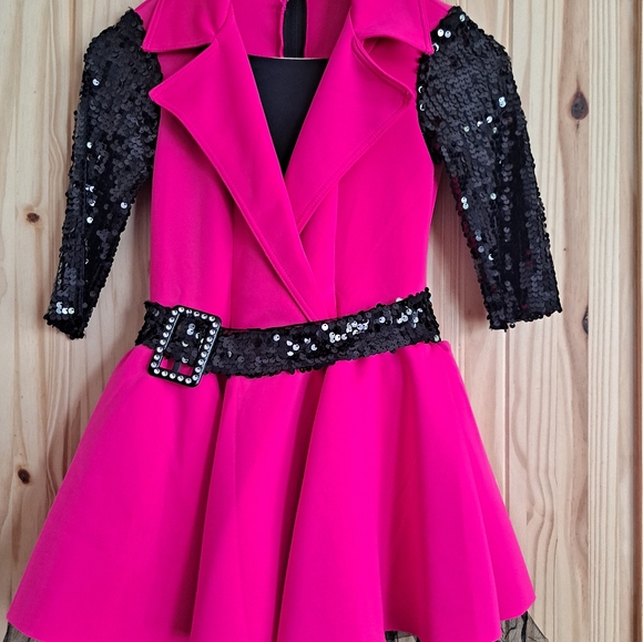 Weissman Dance Pink/Black Girls Size M Child Zip Back party competition Tea Time - Picture 8 of 16